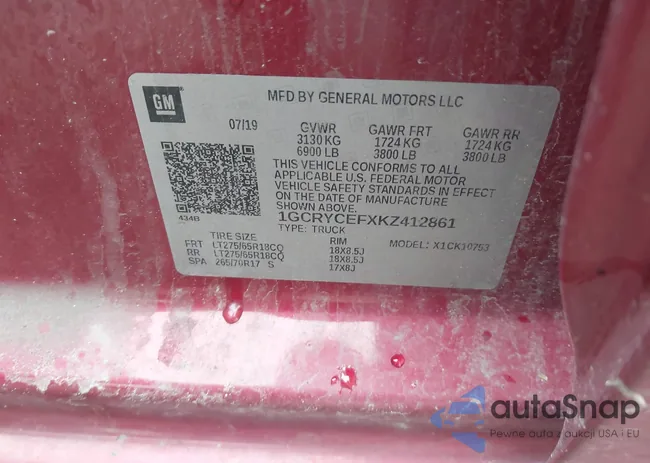 1GCRYCEFXKZ412861: 42307362