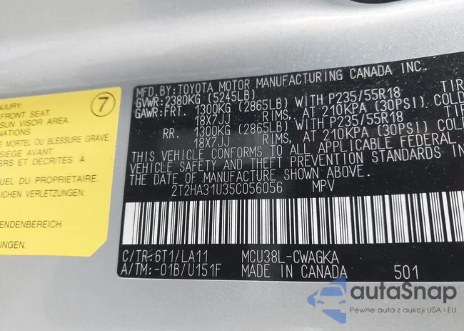 2T2HA31U35C056056: 42307386