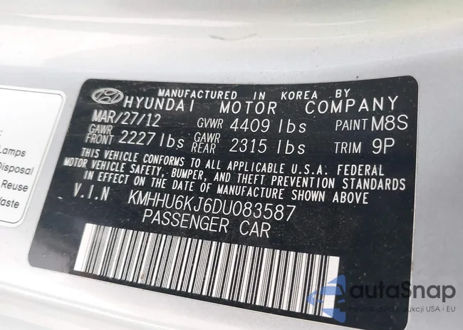 KMHHU6KJ6DU083587: 42307625