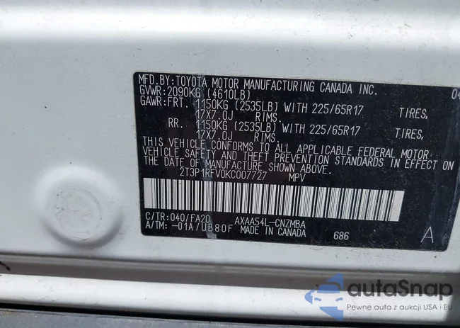 2T3P1RFV0KC007727: 42307653