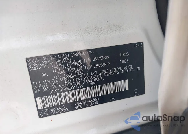 JTMC1RFV9KD011799: 42307657