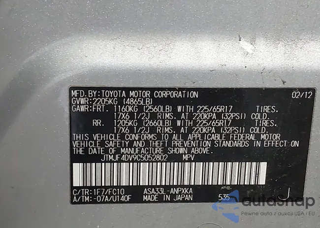 JTMJF4DV9C5052802: 42307671