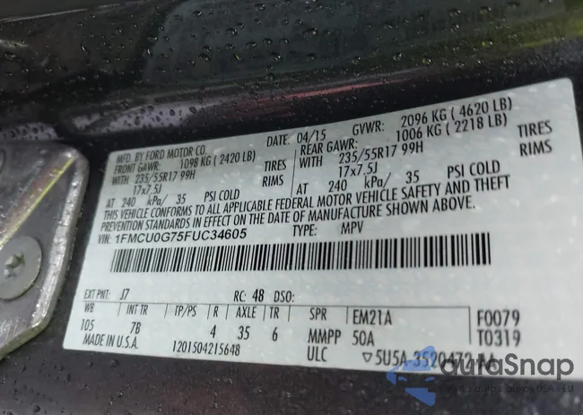 1FMCU0G75FUC34605: 42307761