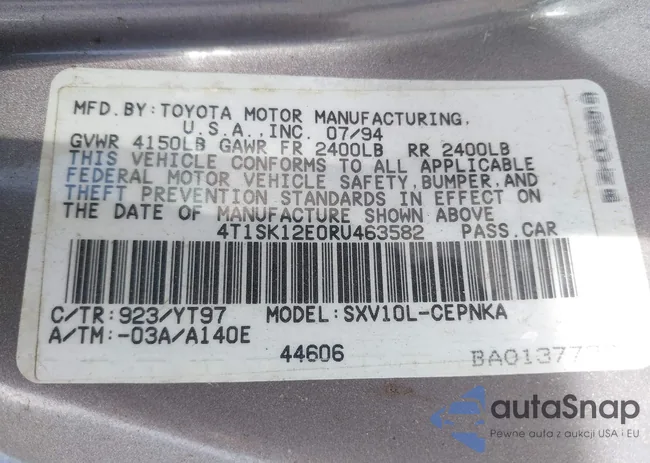 4T1SK12E0RU463582: 42306822