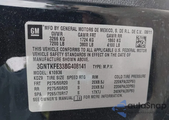 3GNTKFE33BG408141: 42306984