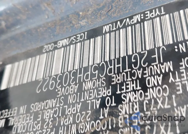 JF2GTHRC5PH303922: 42307008