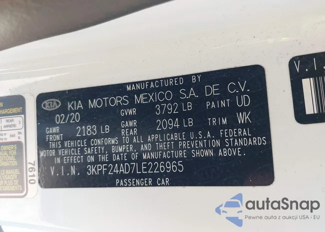 3KPF24AD7LE226965: 42308243