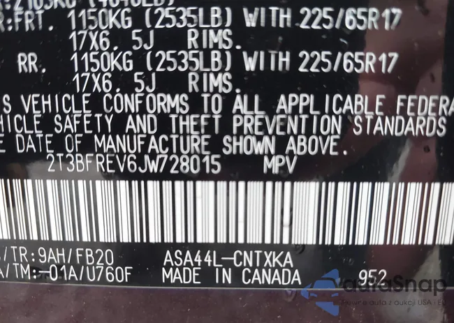 2T3BFREV6JW728015: 42308324