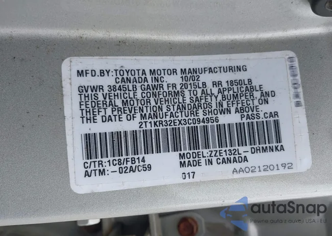 2T1KR32EX3C094956: 42308426