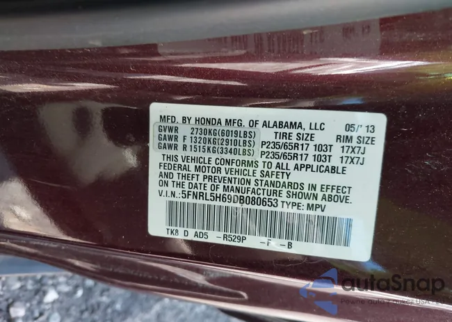 5FNRL5H69DB080653: 42308500