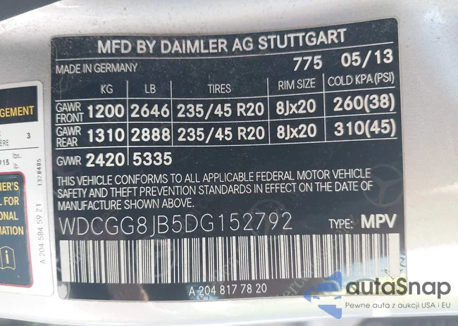 WDCGG8JB5DG152792: 42308559