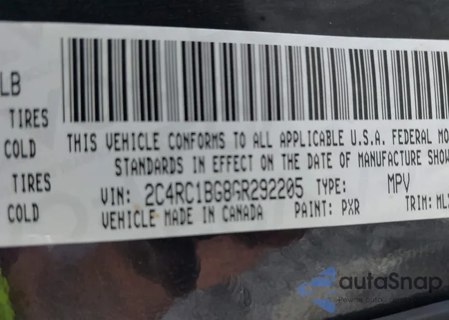 2C4RC1BG8GR292205: 42308621