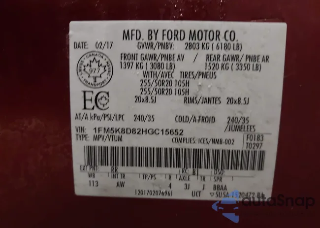 1FM5K8D82HGC15652: 42307868