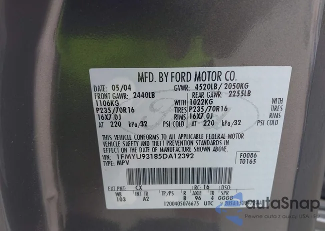 1FMYU93185DA12392: 42307875