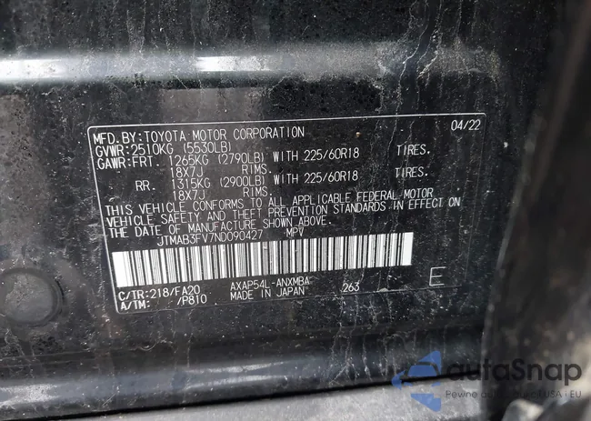 JTMAB3FV7ND090427: 42307900