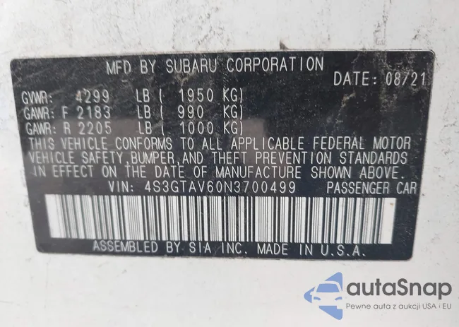 4S3GTAV60N3700499: 42307934