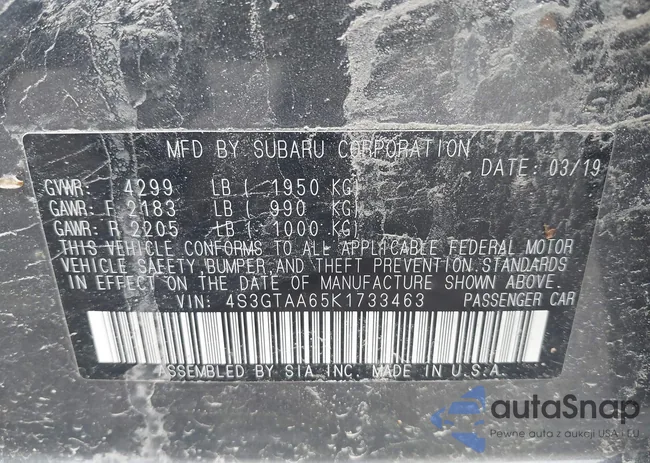 4S3GTAA65K1733463: 42308033