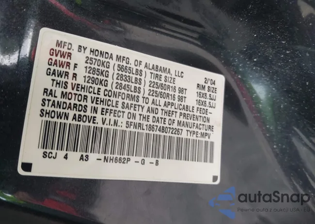 5FNRL18674B072267: 42308035