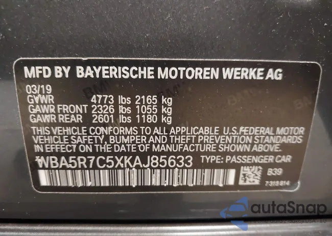 WBA5R7C5XKAJ85633: 42309316