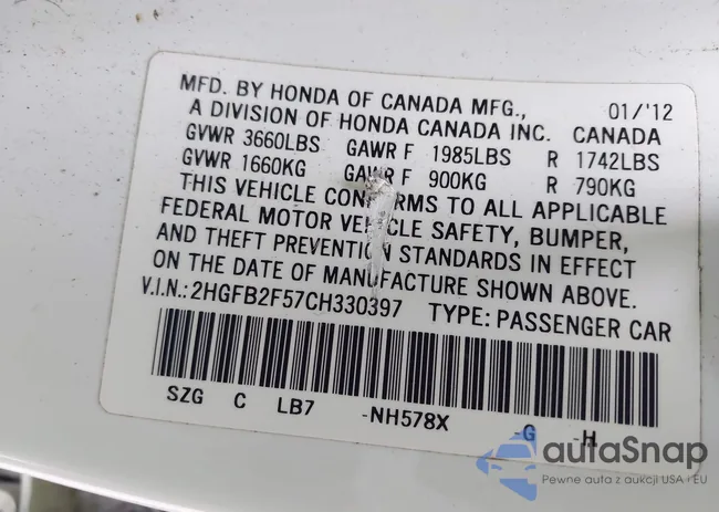 2HGFB2F57CH330397: 42309386