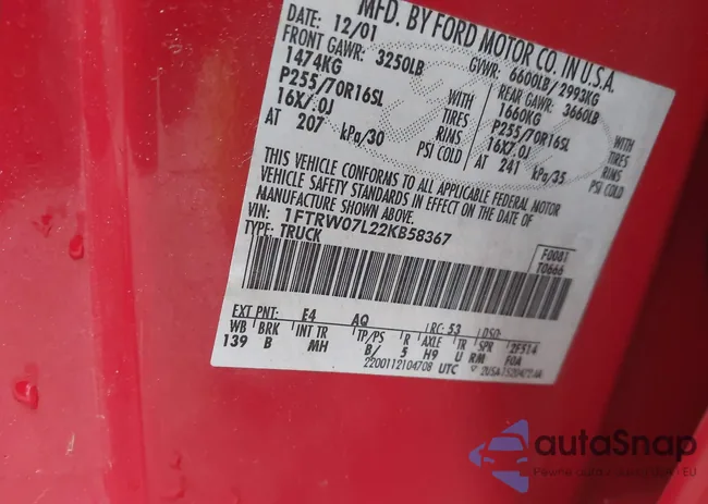 1FTRW07L22KB58367: 42309459