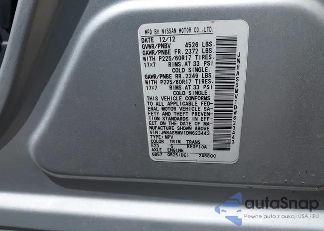 JN8AS5MV1DW623443: 42309483