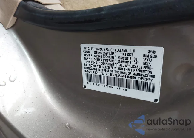 5FNRL38499B050899: 42309522