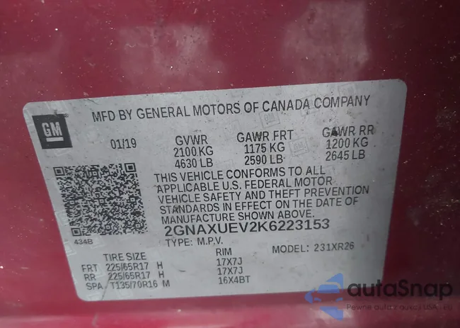 2GNAXUEV2K6223153: 42309622