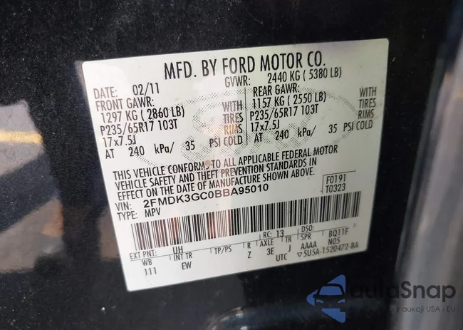 2FMDK3GC0BBA95010: 42309733