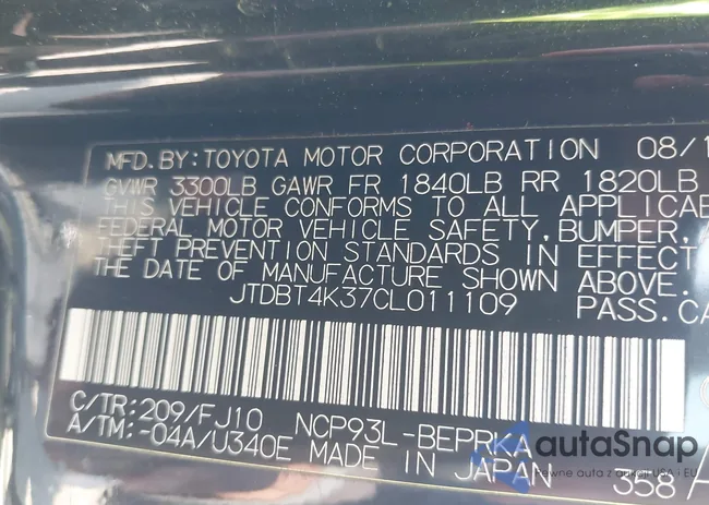 JTDBT4K37CL011109: 42308813