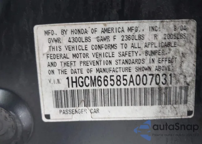 1HGCM66585A007031: 42308894