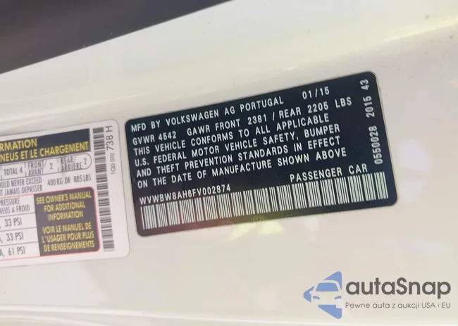 WVWBW8AH6FV002874: 42309002