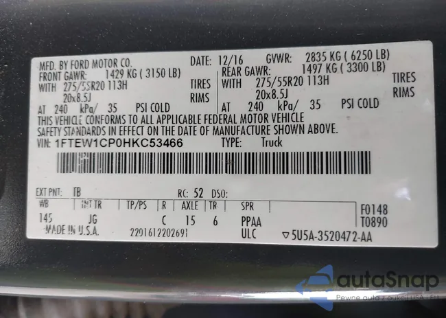 1FTEW1CP0HKC53466: 42310182