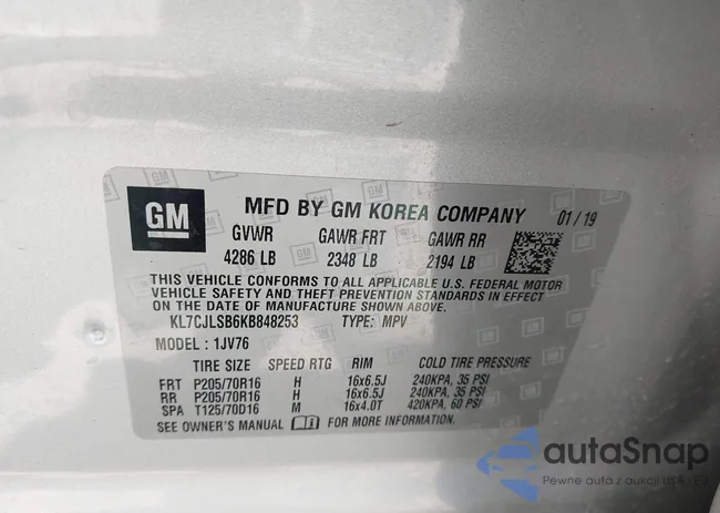 KL7CJLSB6KB848253: 42310194