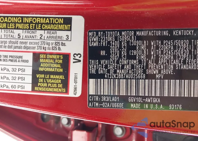 4T3ZK3BB7AU025668: 42310210