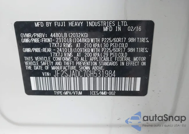 JF2SJADC7GH531984: 42310344