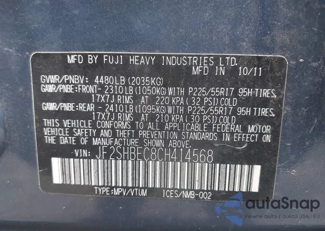 JF2SHBEC8CH414568: 42310369