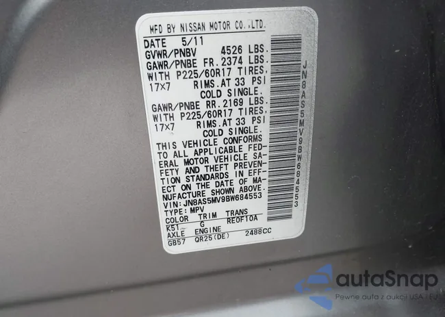 JN8AS5MV9BW684553: 42310408