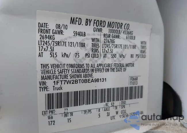 1FT7W2BT0BEA98131: 42310427