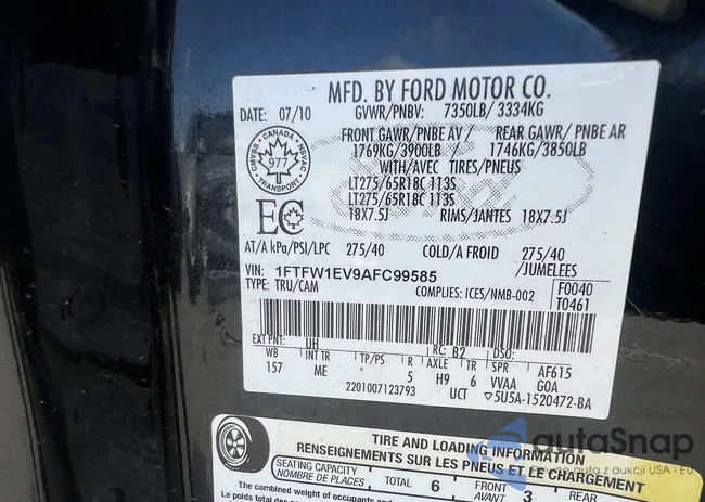 1FTFW1EV9AFC99585: 42310459