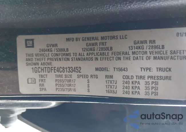 1GCHTDFE4C8133452: 42310621