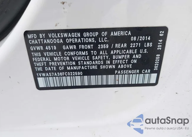 1VWAS7A36FC022590: 42310685