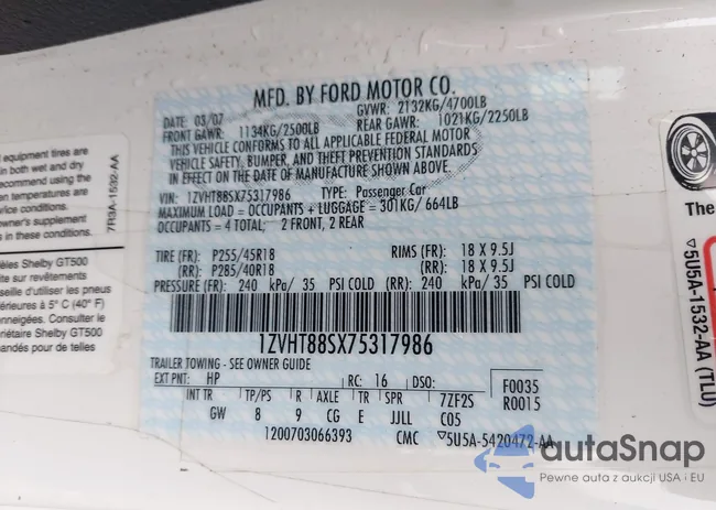 1ZVHT88SX75317986: 42310721