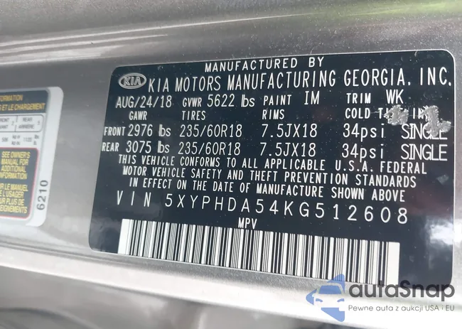 5XYPHDA54KG512608: 42310771