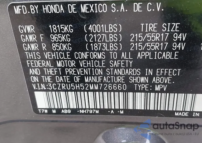 3CZRU5H52MM726660: 42310030