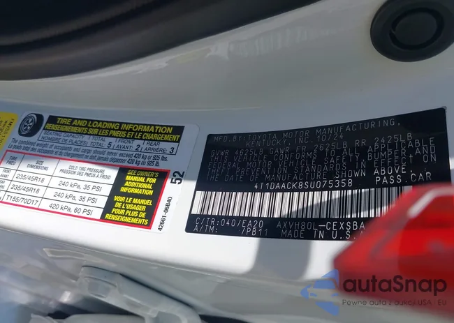 4T1DAACK8SU075358: 42310082