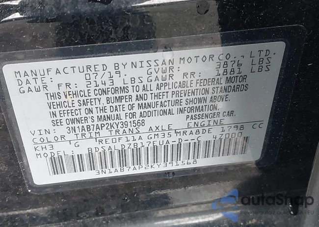 3N1AB7AP2KY391568: 42310102