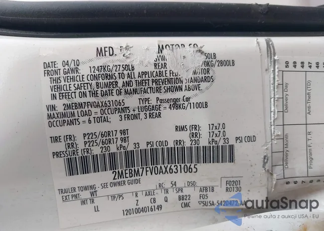 2MEBM7FV0AX631065: 42310115