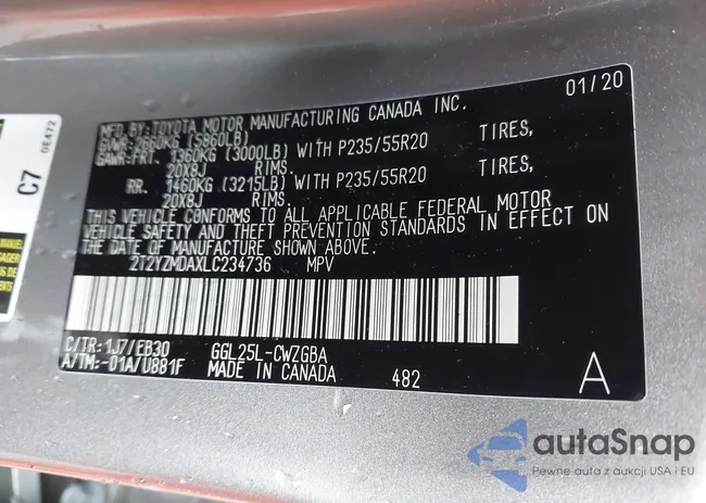 2T2YZMDAXLC234736: 42311426