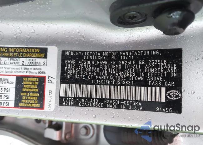 4T1BK1FK1FU555831: 42311432